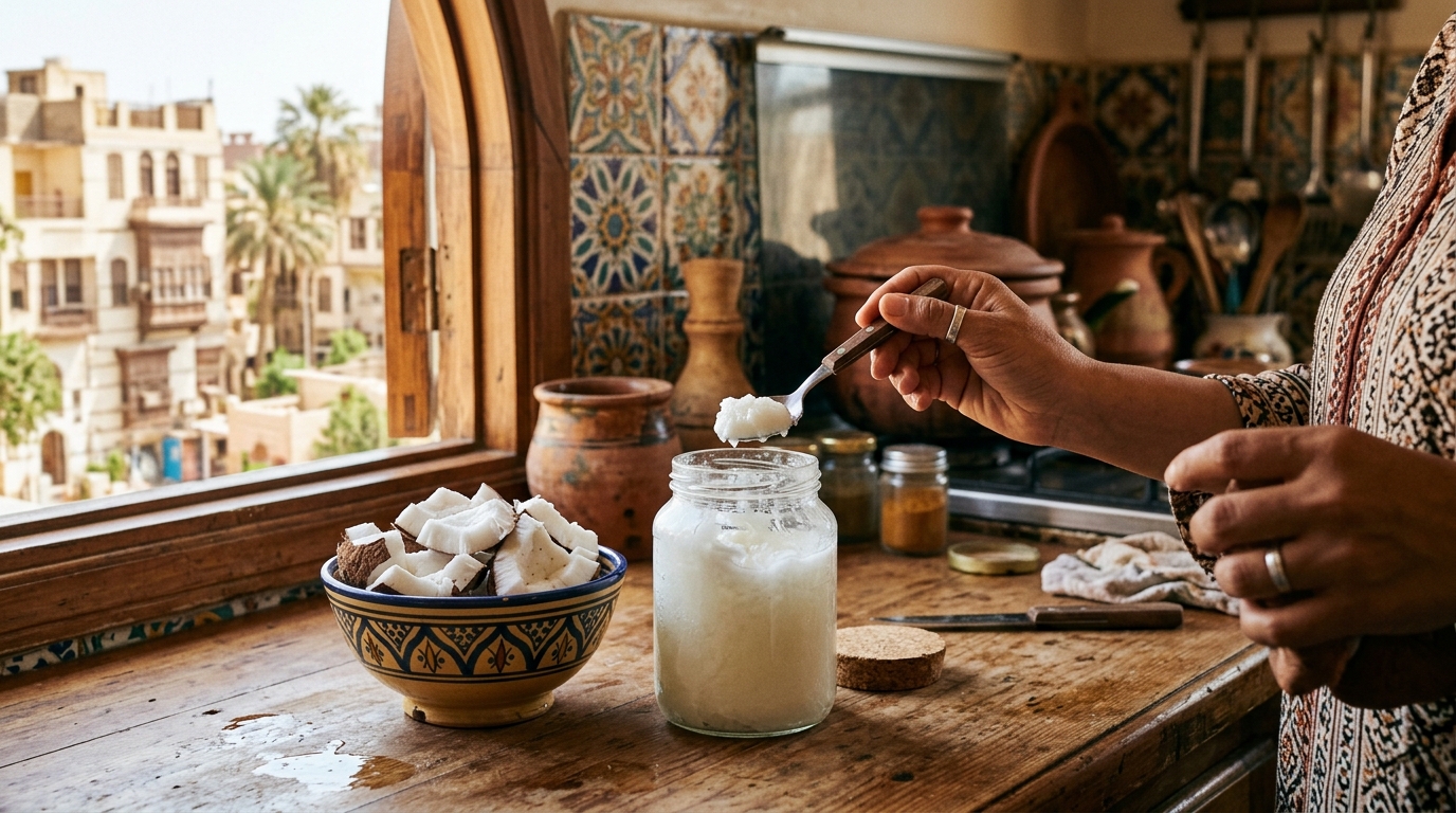 زيت جوز الهند السحري بالمطبخ